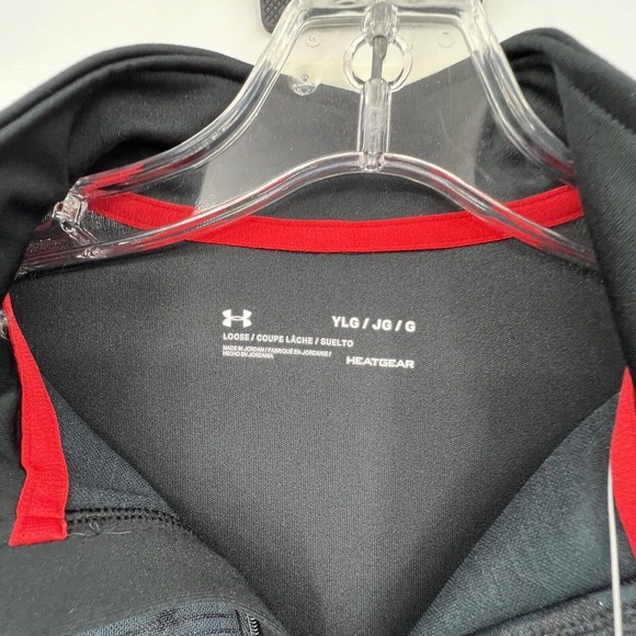 NEW Under Armour Youth Boys Large Quarter Zip Grey‎ and Red Heatgear Pullover - Picture 6 of 7